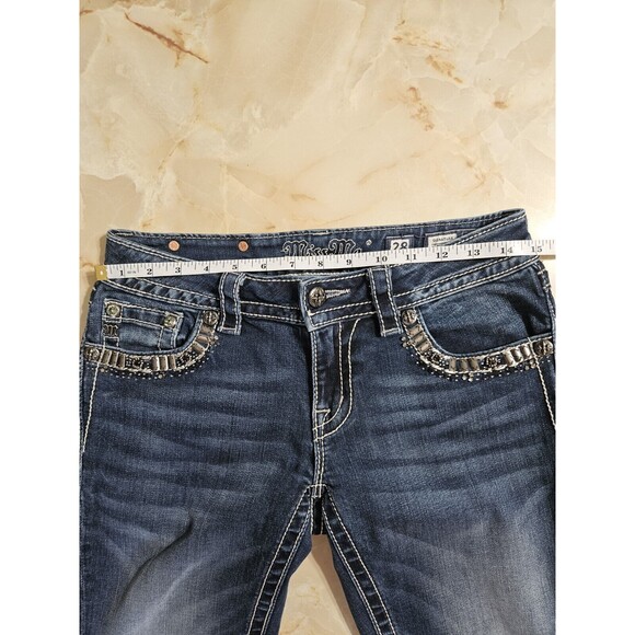 Miss Me Signature Rise Bootcut Dark Wash Women's Size 28 Embellished Embroidered - Picture 9 of 11